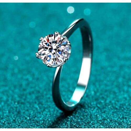 Luxury 925 Silver Excellent Cut D Color Pass Diamond Test Mossanite Party Ring