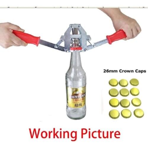 Premium Quality Manual Beer Bottle Capper for 26mm Crown Caps Homebrew Beer Capper + 12pcs 26mm Crown Caps