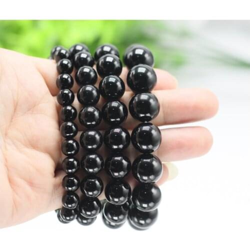Handmade Black Onyx Agates Bracelets Natural Stone Suitable for Mens and womens minimalist crystal jewelry 6mm-12mm