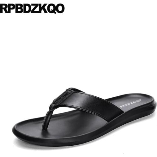 Slides native designer shoes men high quality black striped famous brand summer slippers genuine leather sandals flip flop soft