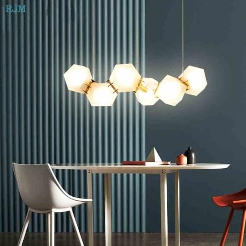 Nordic Postmodern Geometry Molecular Glass Pendant Personality Creative Lights for Living Room Restaurant Clothing Store Bar