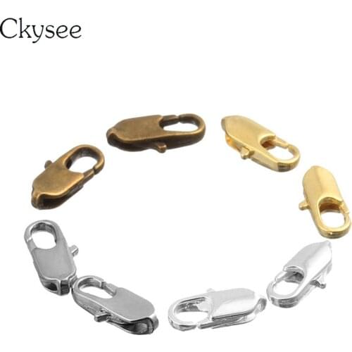 Ckysee 50Pcs/lot 12x5mm Square Shape Lobster Clasps Gold Silver Color Bracelet Necklace Clasps Connector Pendant Accessories