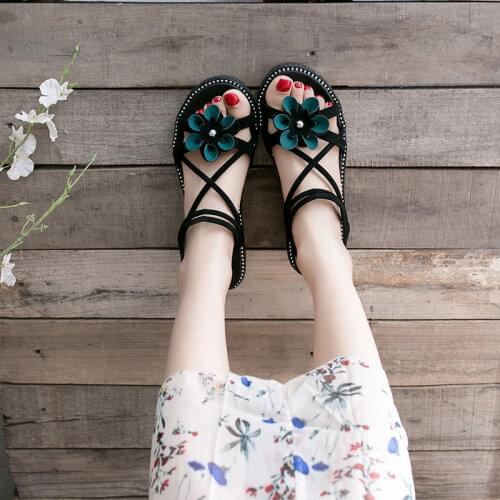 Women Rome Sandals 2021 Summer Fashion Retro Casual Outdoor Beach Buckle Ankle Starp Open Toe Flats Female Shoes Sandalias