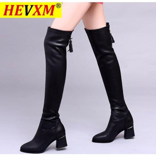 2021 Fashion Tassel High Heels Women Boots Pointed Toe Over The Knee Boots Women Pu Leather Winter Shoes