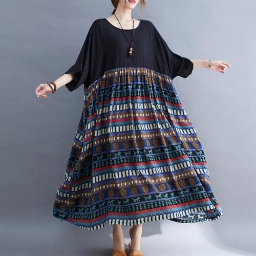 2021 New Summer WomenS Dress Clothing Oversize Loose Casual Cotton Splice Long Midi Dress Robe Female Beach Boho Ladies Vestido