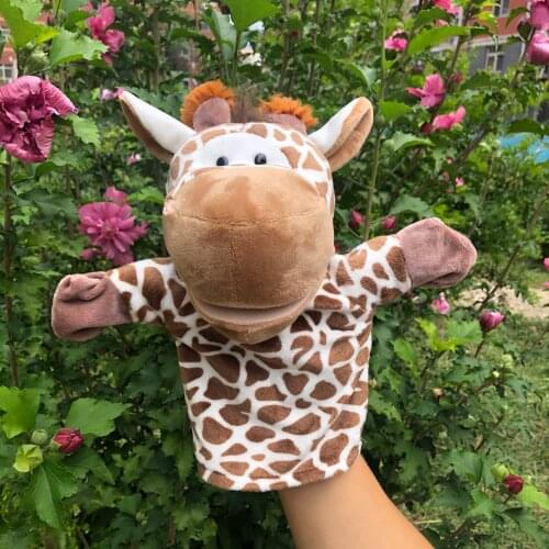 Giraffe Animal Hand Puppet Plush Toys for Babies Animals Puppet Panda Turtle Dragon Bunny Monkey parent child interactive toys