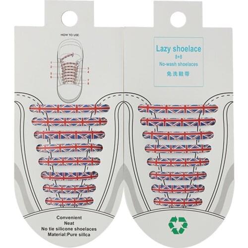 16pcs/card Lazy Adult Unisex Sneaker Laces Elastic No Laces Tied Free Silicone Floral Print Easy Shoelaces Fashion Accessories