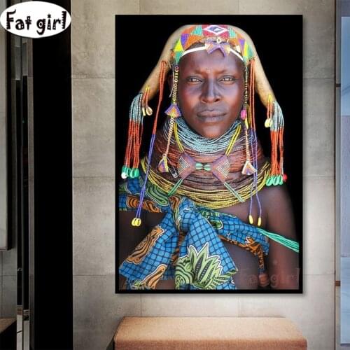 Diy diamond mosaic African woman diamond painting square/round drill 5D embroidery Portrait painting Rhinestone cross stitch