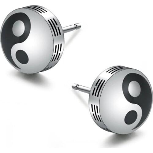 BOEYCJR yin and yang Gossip Tai Chi Stud Earrings Fashion Jewelry Alloy Punk Earrings Gothic Earrings for Women