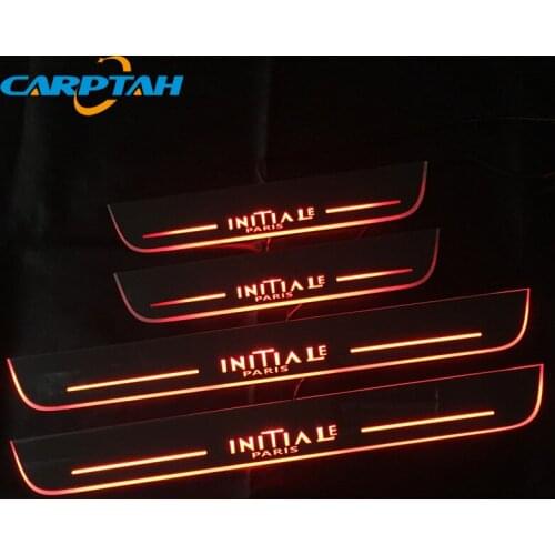 Carptah 4PCS Acrylic Moving LED Welcome Pedal Car Scuff Plate Pedal Door Sill Pathway Light For Renault Initiale Paris 2019 2020