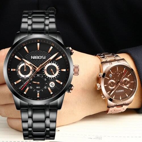 NIBOSI Watch Men Brand Luxury Fashion Quartz Sport Watch Men Steel Military Clock Waterproof Gold Mens Watch Relogio Masculino
