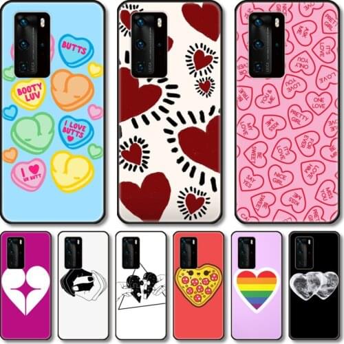 Heart shapes Phone Case For Huawei P 40 30 20 10 9 8 Lite E Pro Plus black cell shell