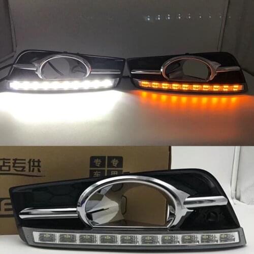 2 Pcs for chevrolet cruze 2009 2010 2011 2012 2013 DRL with fog lamp hole Daytime Running Lights with turn signal Relay Daylight