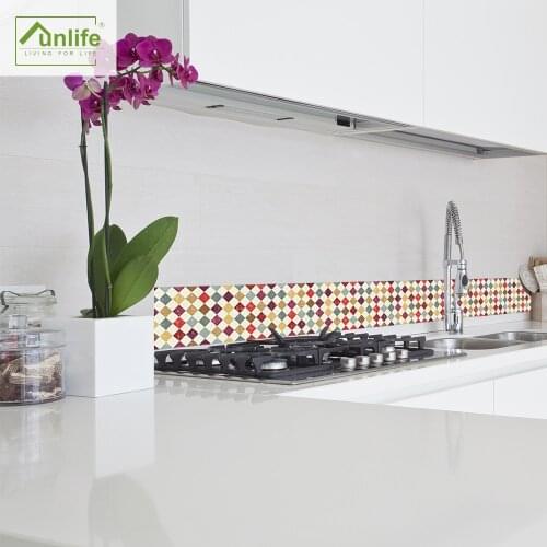 Funlife® Geometric Patterns Wall Border Waterproof Oil Proof Peel & Stick Waterproof Bathroom Diamond Marble Mosaic Living Room