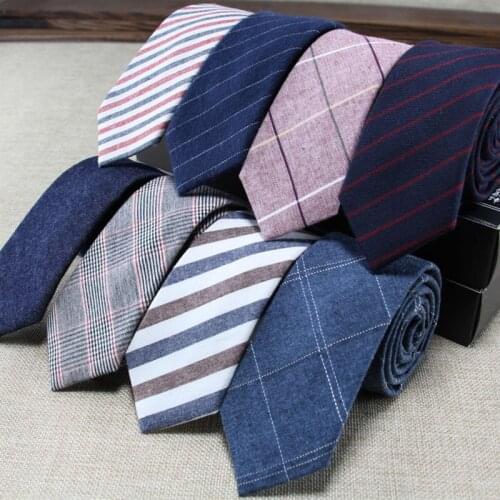 New 6cm Classic Cotton Fabrics Ties for Men Narrow Neckties Slim Striped Plaid Ties Business Man Wedding Suit Accessory