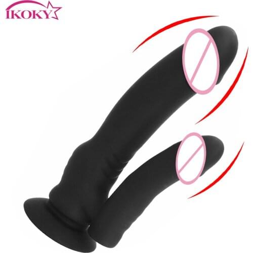 IKOKY Female Double Dildo Vibrators Silicone Waterproof G spot Clitoris Stimulate Anal Plug Clitoris Stimulator