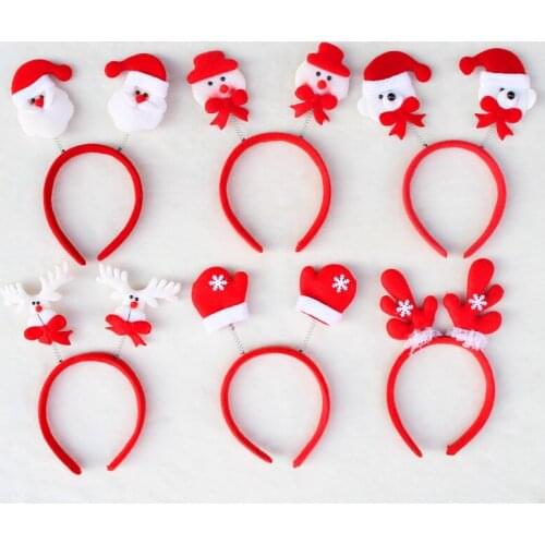 High-Quality Lovely Christmas Headband Santa Snowman Reindeer Xmas Party Decor Double Hair Band Clasp Children Kids Head Hoop