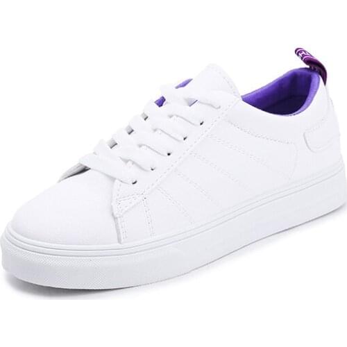 Womens Vulcanize Shoes Sneakers Women White Sneakers PU Leather Shoes Ladies Casual Thick Sole Flats Zapatillas Mujer U13-74