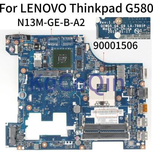 KoCoQin Laptop motherboard For LENOVO Thinkpad G580 Mainboard LA-7981P 90001506 SLJ8E N13M-GE-B-A2