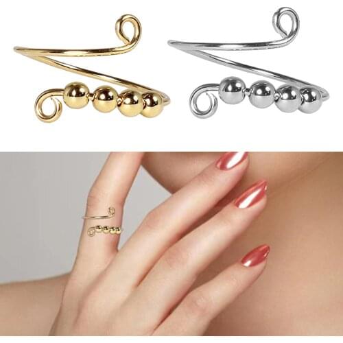 Minimalism Beaded Ring Copper Index Finger Rings Stress Relieve Spin Ring