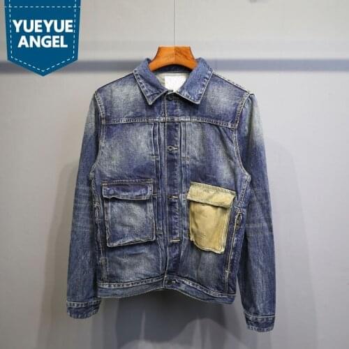 High Street 2021 Spring Mens New Casual Denim Jackets Turn-Down Collar Single Breasted Pockets Mixed Colors Fashion Overwear