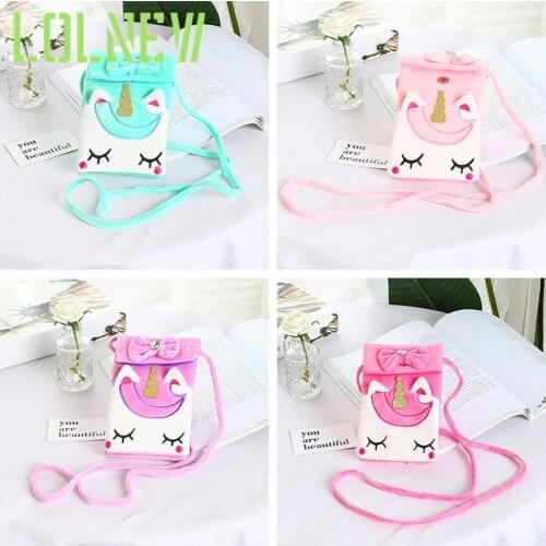 Soft Plush Unicorn Children Coin Purse Cute Cartoon Animal Magnet Hook Girl Shoulder Bag Purse Mini Handbag Messenger Bag