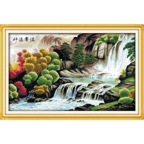 Mountain river cross stitch kit 14ct 11ct count printed canvas stitching embroidery DIY handmade needlework