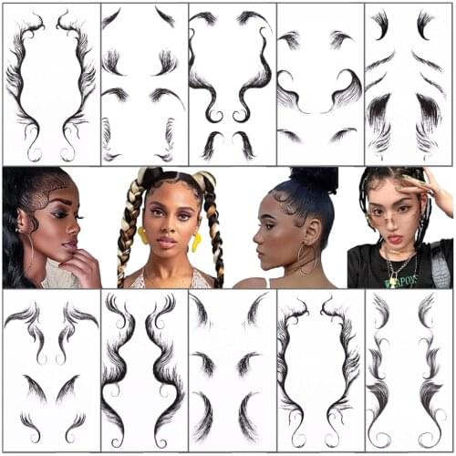 10 Styles Baby Hair Tattoo Stickers Fashion Temporary Tattoos Baby Wig Stickers For Women Girl