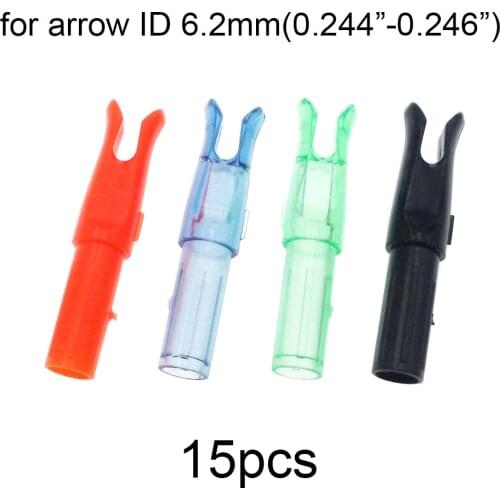 15pcs 0.244"-0.246" Archery Plastic Arrow Push-in Nocks for Arrow ID 6.2mm