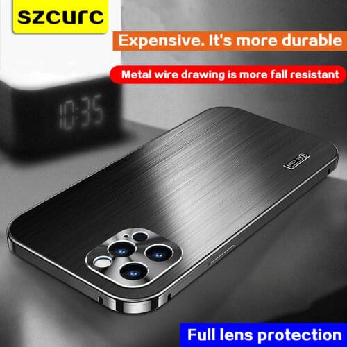 NEW metal drawing For iphone 12 Pro max mobile phone case all-inclusive lens anti fall high-end luxury protective cover magnetic