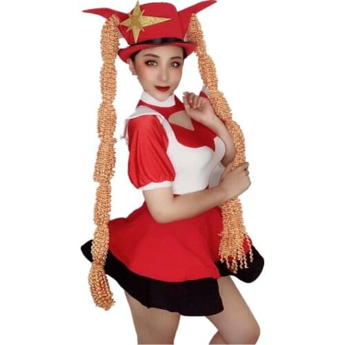 New Dance Costume Women Red Suit Festival Outfit GoGo Dance Bar Party Rave Stage Singer Costume Sexy Nightclub Dancers Cloth