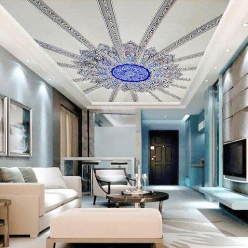 Halal ceiling walls ceiling 3D stereoscopic large prayer room hotel ceiling fresco custom size