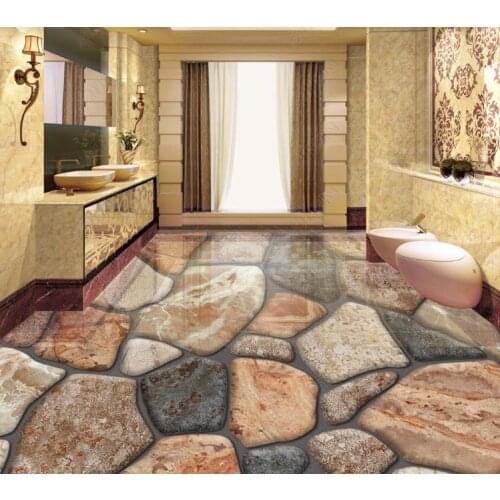 Custom Flooring Wallpaper 3D painting pebbles Living Room Bedroom Bathroom Floor Mural PVC Self-adhesive Wallpaper Wall Covering