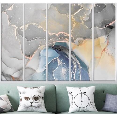 Modern Abstract Multicolored Marble Wall Art Prints Marble Canvas Painting Pictures Alcohol Ink Poster for Bedroom Home Decor