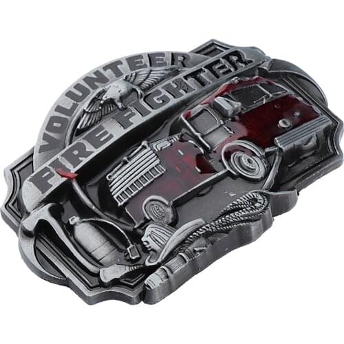 Mens Stylish Fire Truck Design Volunteer Fire Fighter Belt Buckle Accessories Gift