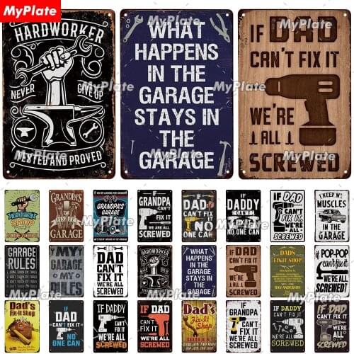 Garage Vintage Metal Sign Tin Sign Vintage Decoration Man Cave Plaque Home Wall Decor Bar Sign Home Decor Hardwork Poster