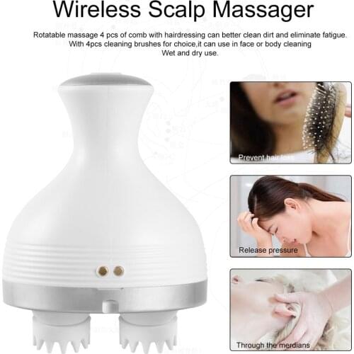 Waterproof Electric Head Massage Wireless Scalp Massager Prevent Hair Loss Promote Hair Growth Tools Vibrating Brain Care