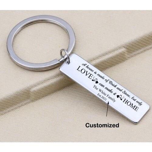 Engrave Only LOVE Can Make HOME Personalized Custom Name Date Keychain For Family Gift Jewelry Stainless Steel Keyring Bag Charm