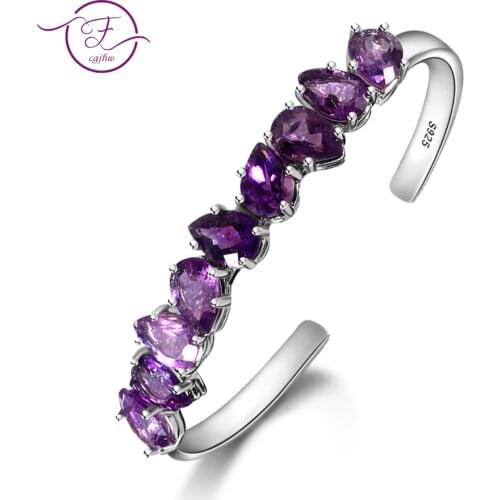 Silver Charm Natural Amethyst Bracelets Bangles For Women 925 Sterling Silver Jewelry Luxury Anniversary Engagement Party Gifts
