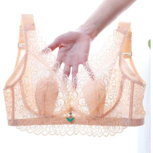 Women Sexy Lace Push Up Bra Underwear Plus Size Minimizer Bras Cup D E 100 120 Ultra Thin Breathable with Little Pad Underwire