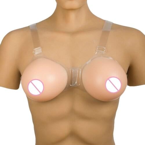 1pair CD Conjoined Deformed Transsexual Shoulder Strap Fake Breast Chest Prosthetic Silicone Round Breasts Cossdresser Shemale