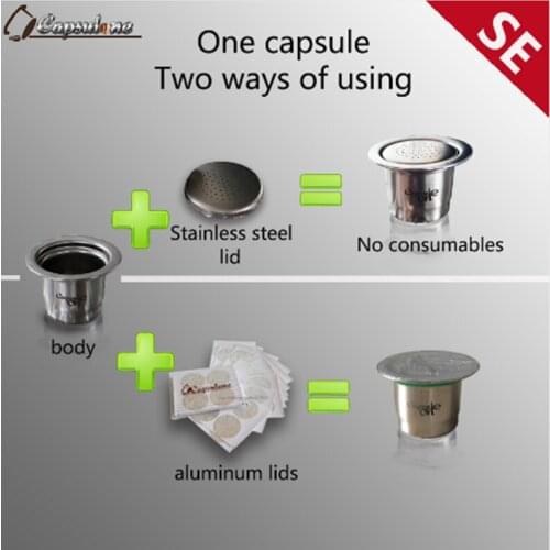 1pc capsulone compatible capsule for nespress ocoffee machine/espresso reusable coffee capsule/ sticker lids refillable capsules