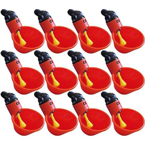 New 12Pcs Automatic Bird Coop Feed Poultry Poultry Water Cups Chicken Fowl Drinker Chook Drinking Bowl Red Cup