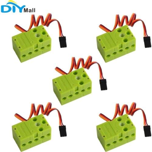 5pc 0.7kg 360 Degree Continuous Rotation Servo Green 4.8V-6V PWM Control Compatible With lego Building Blocks Microbit Geekservo