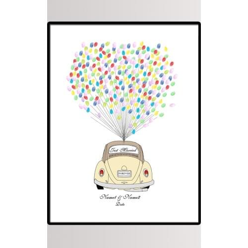 50*70cm Large Size Wedding Car Fingerprint Tree Canvas Painting Anniversary Party Decoration Guest Book Printings Valentine Gift