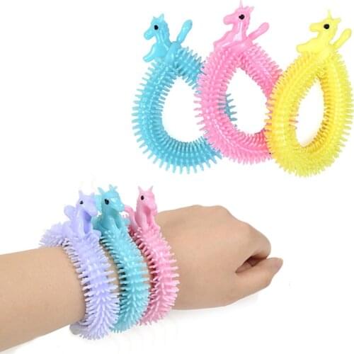 6pcs Worm Noodle Stretch String TPR Rope Anti Stress Toys String Fidget Autism Vent Toys Random Color