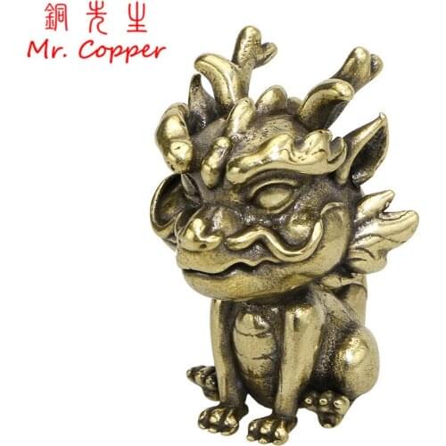 Antique Bronze Chinese Beast Pixiu Sculpture Desk Miniatures Figurines Ornaments Decorations Accessories Retro Brass Craft Decor