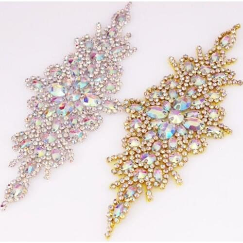 Hox Fix Iron On Rhinestone Appliques For Wedding Belt Shoes Jacket Jewelry DIY Sew On Rhinestone Appliques Bridal Accessories
