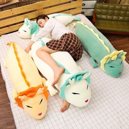 Big Long Cute Dragon Plush Toy Soft Cartoon Animal Stuffed Doll Sleeping Pillows Soft Cushions Plushie Dinosaur 90/110/130cm