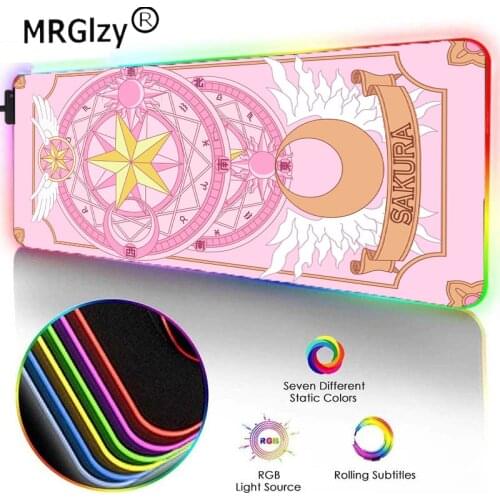 Anime RGB big mouse pad pink gaming console accessories desk mat LED non-slip mat and non-slip suitable for household carpet mat